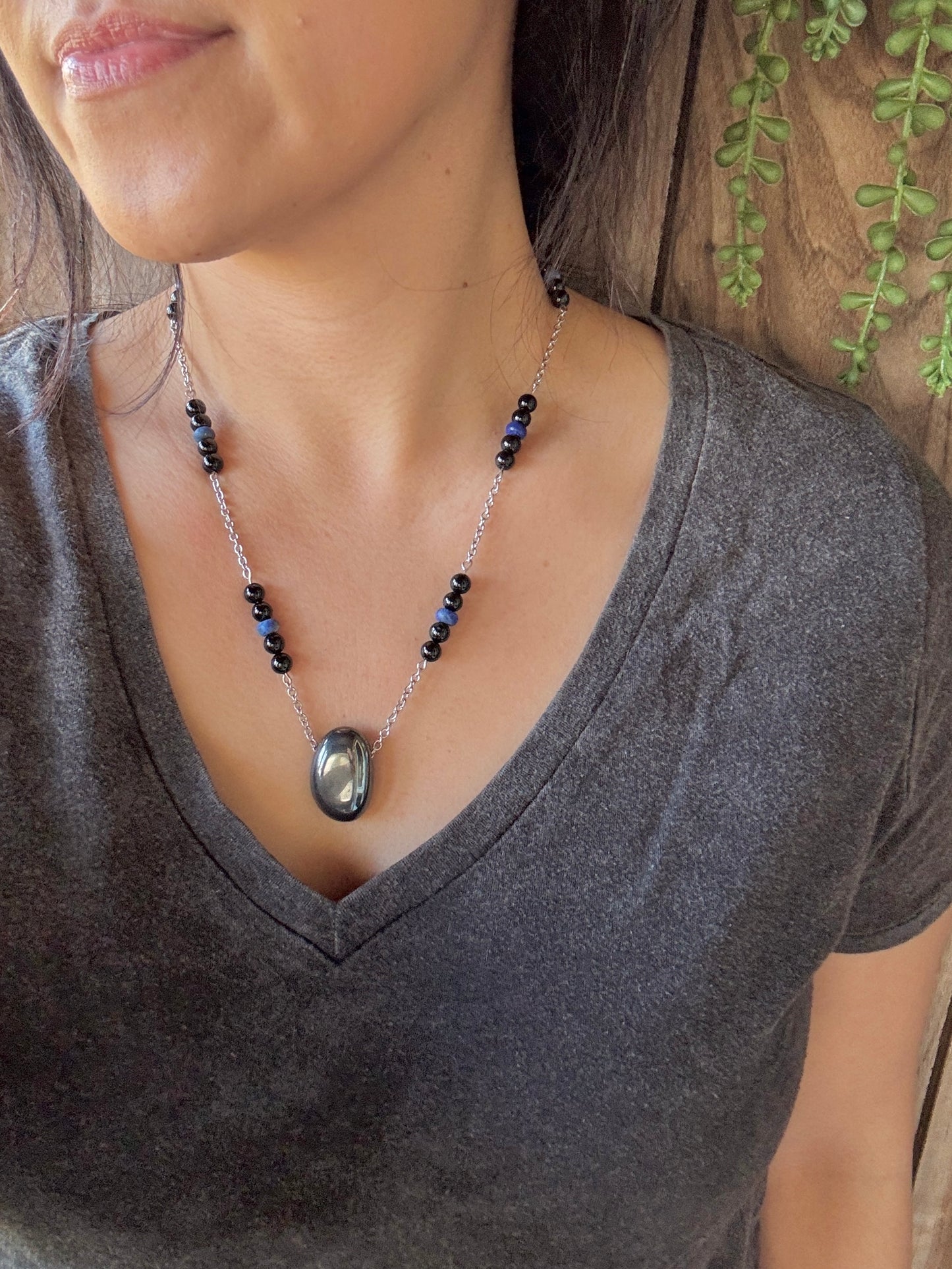 Hematite and Black Tourmaline Necklace