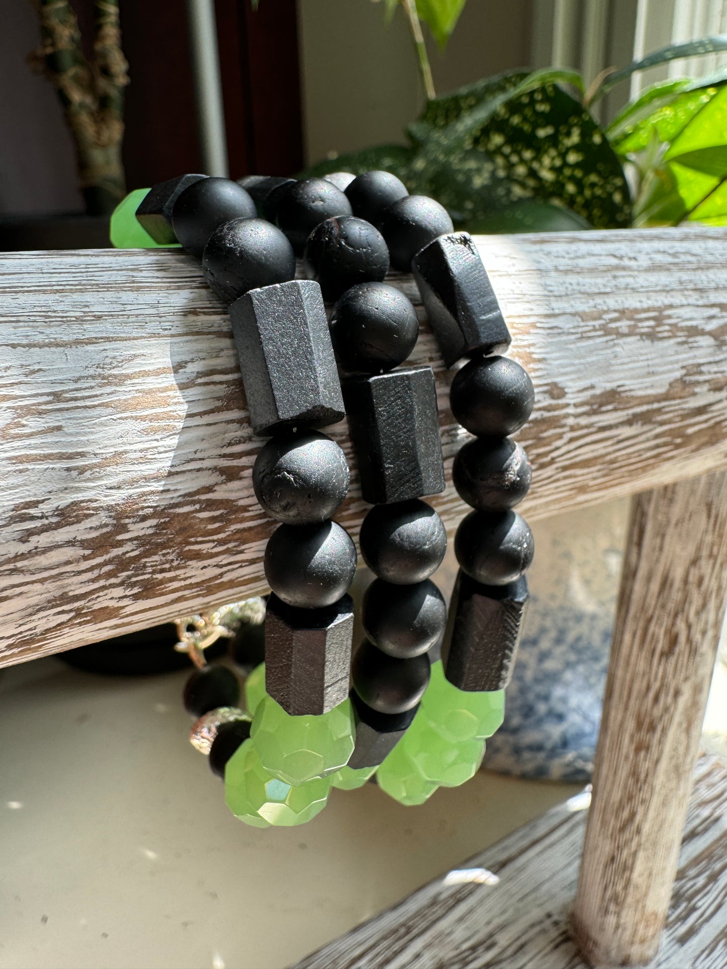black tourmaline bracelet closeup