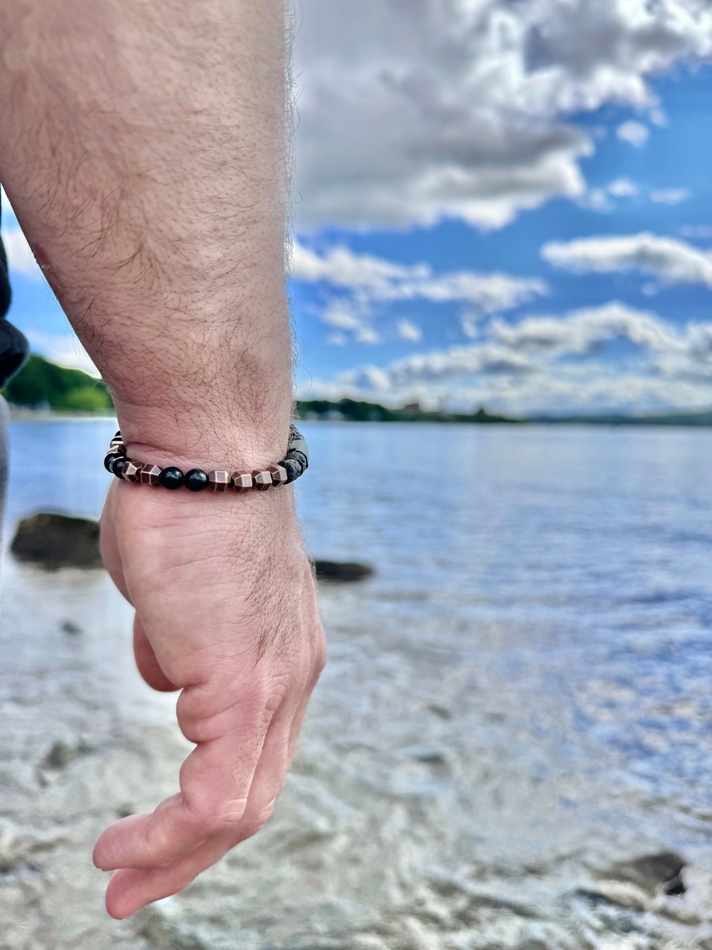 Dean Black Tourmaline Stretch Bracelet