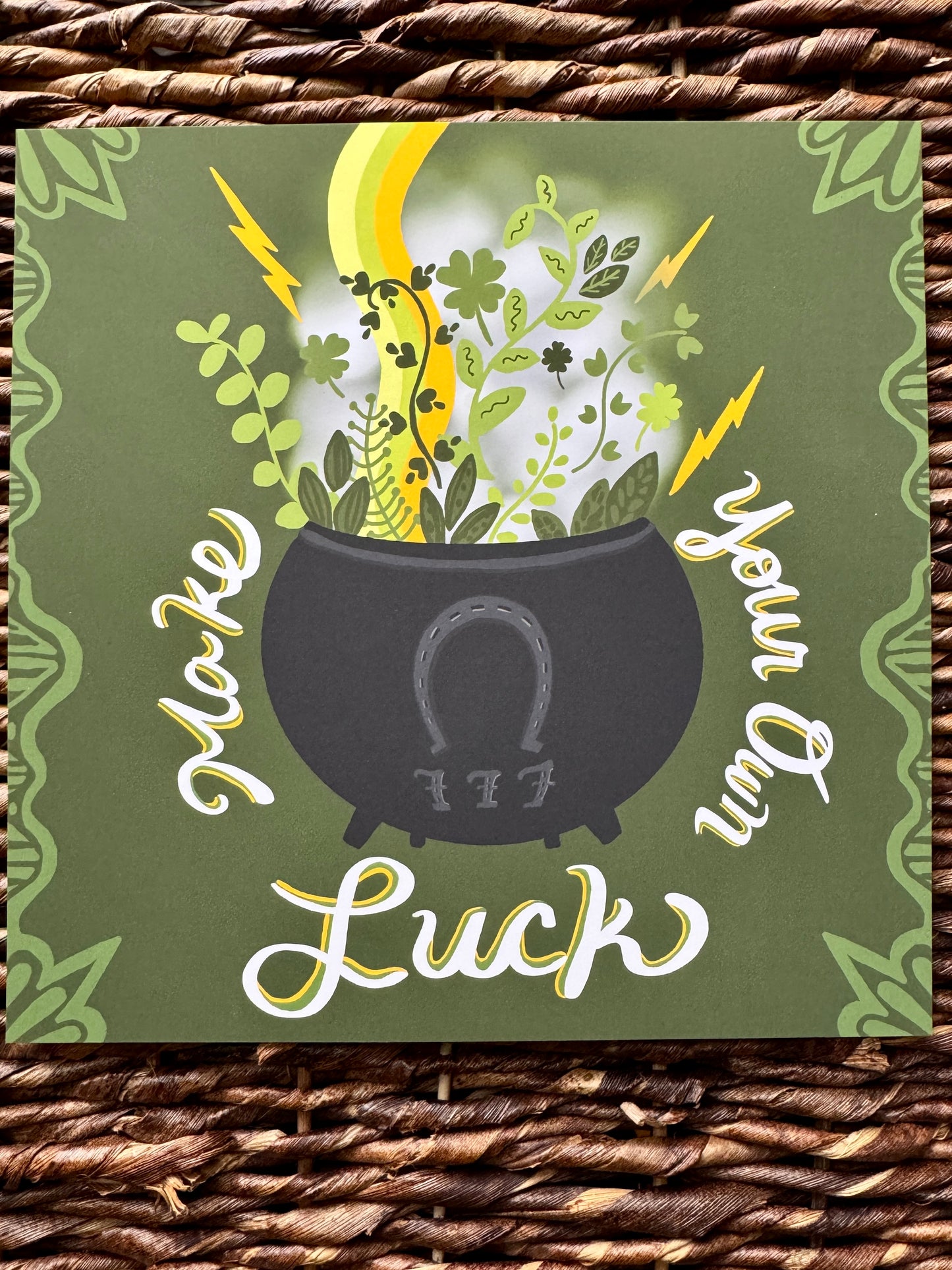 Make Your Own Luck cauldron and botanical art print