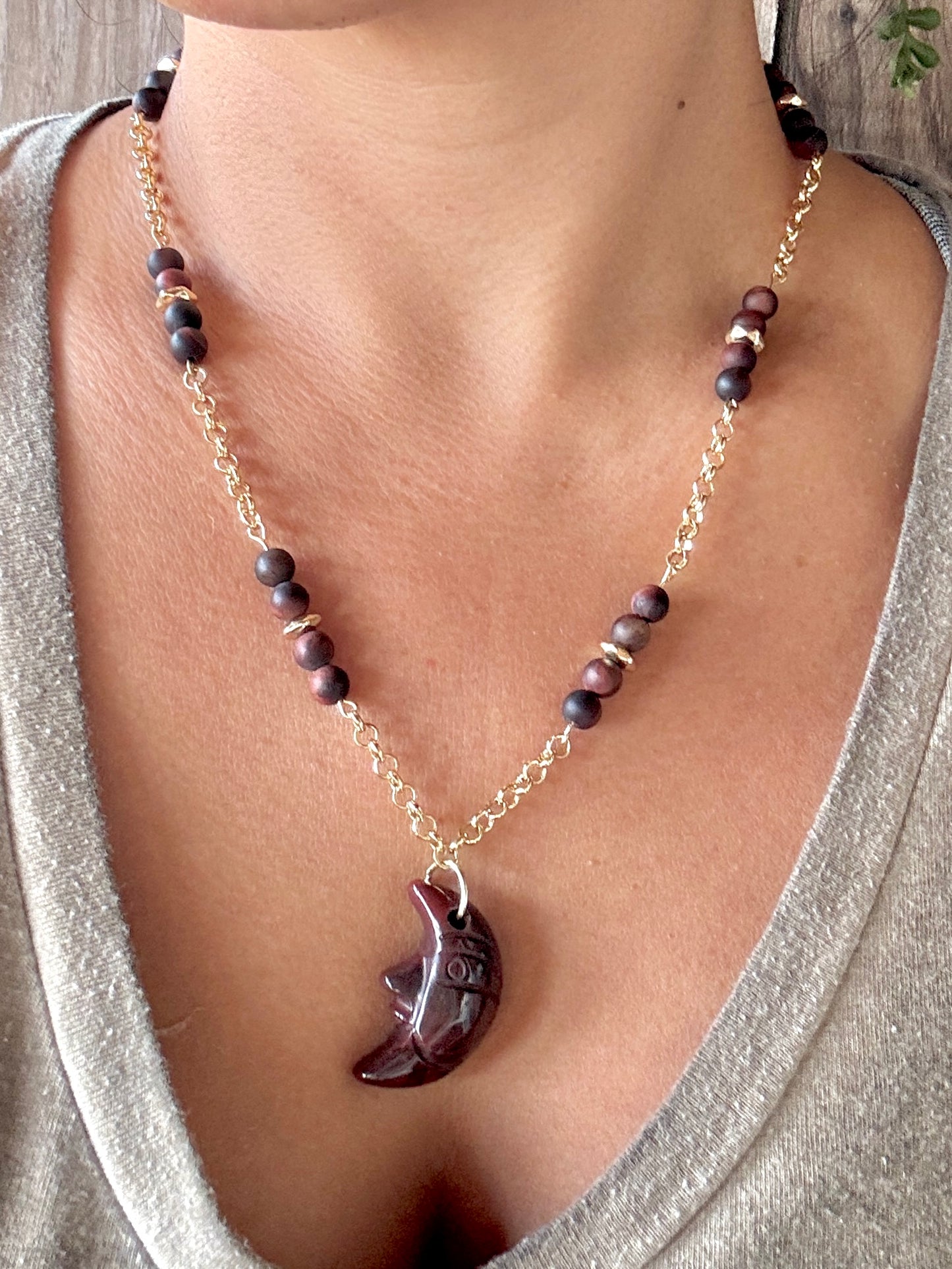 Crescent Moon Crystal Chain Necklace