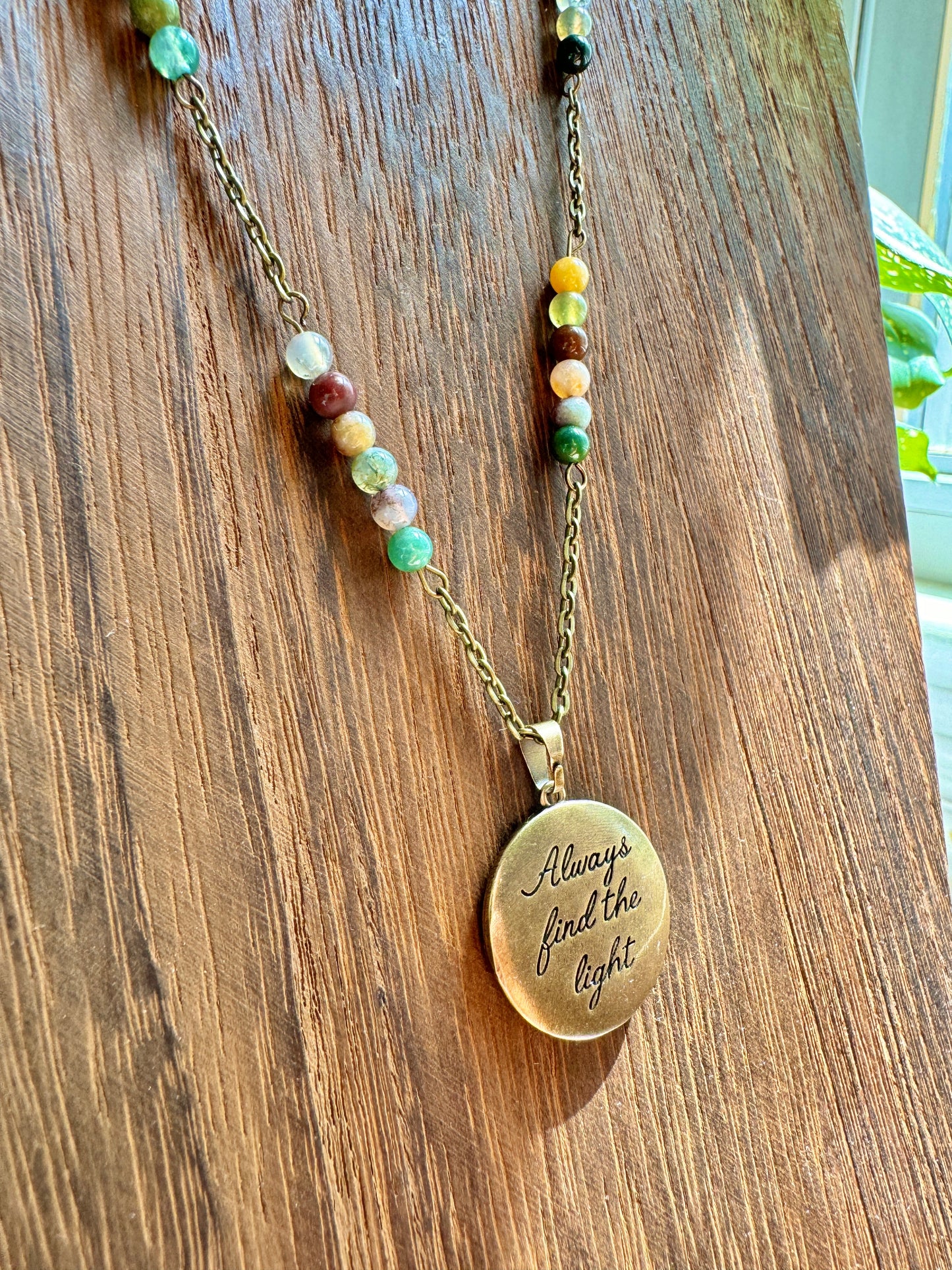 Fancy Jasper Luna Moth Necklace
