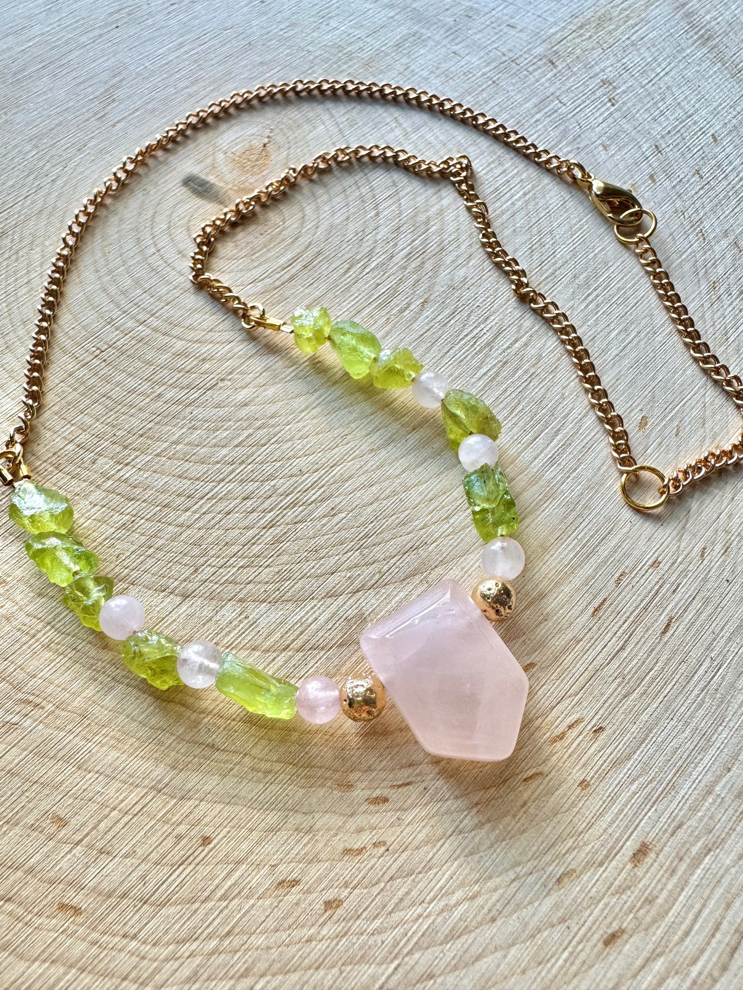 Rose Quartz & Peridot Necklace