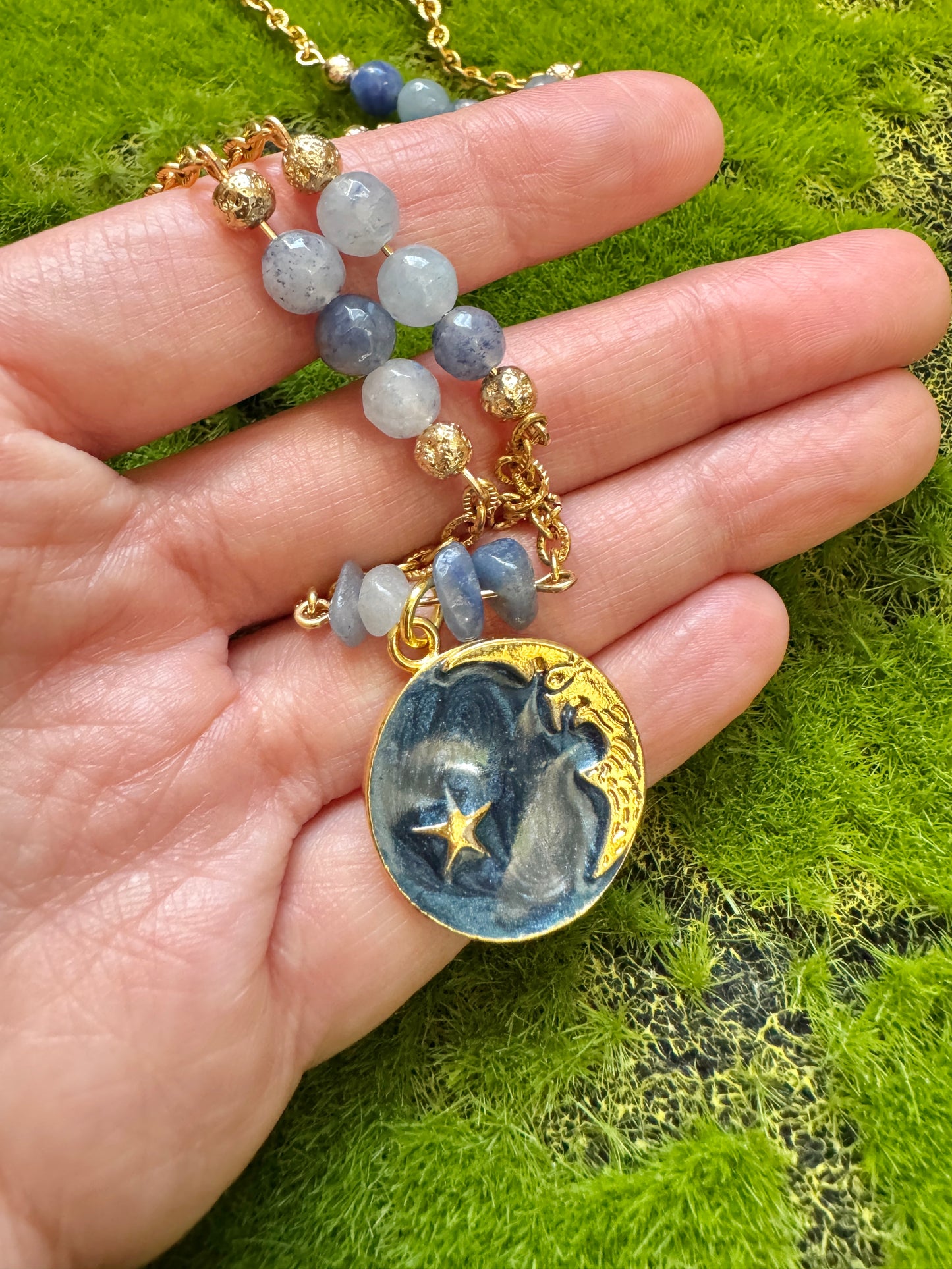 Celestia | Blue Aventurine Bead Necklace