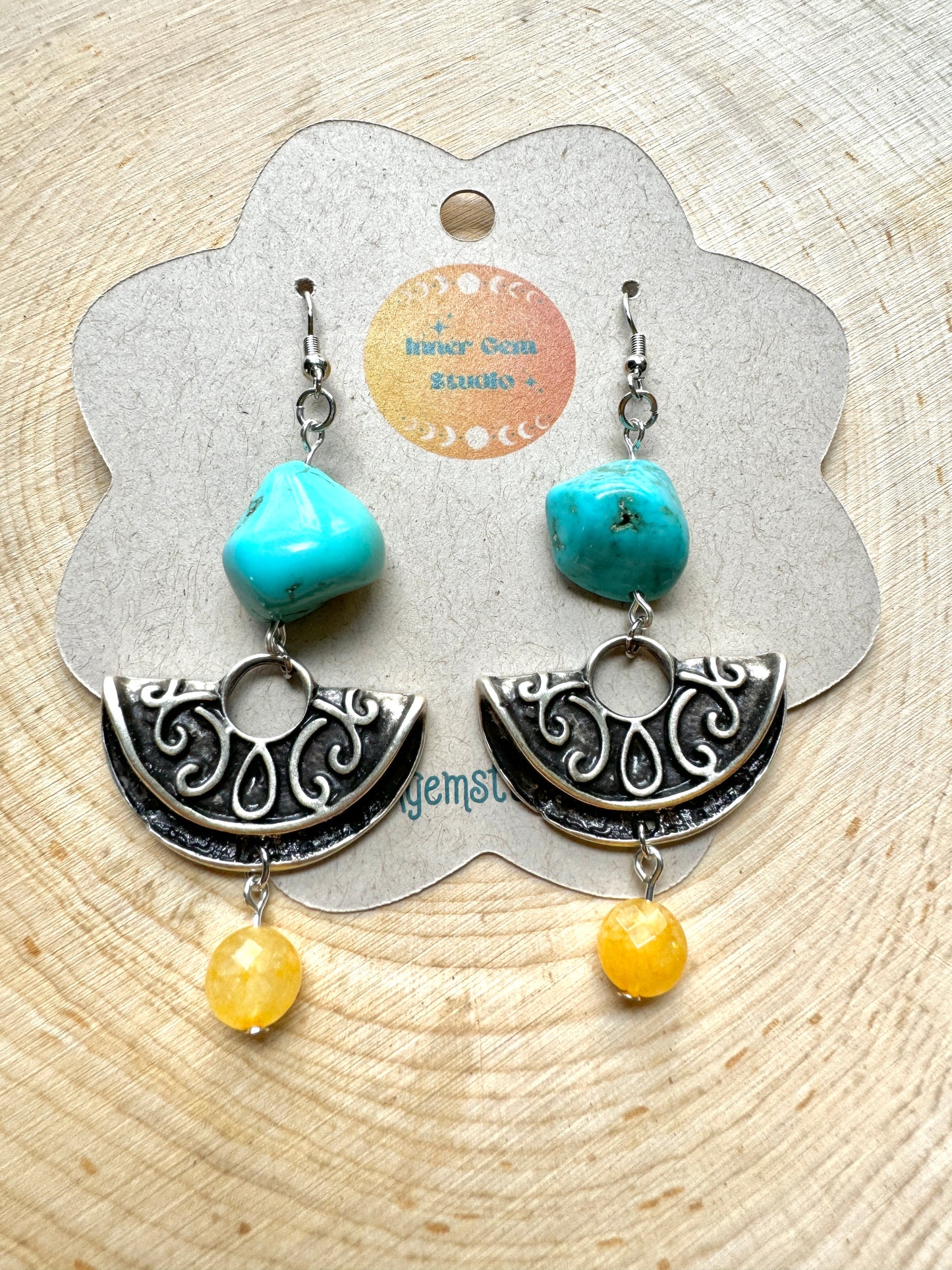 Howlite and Citrine Dangle Earrings