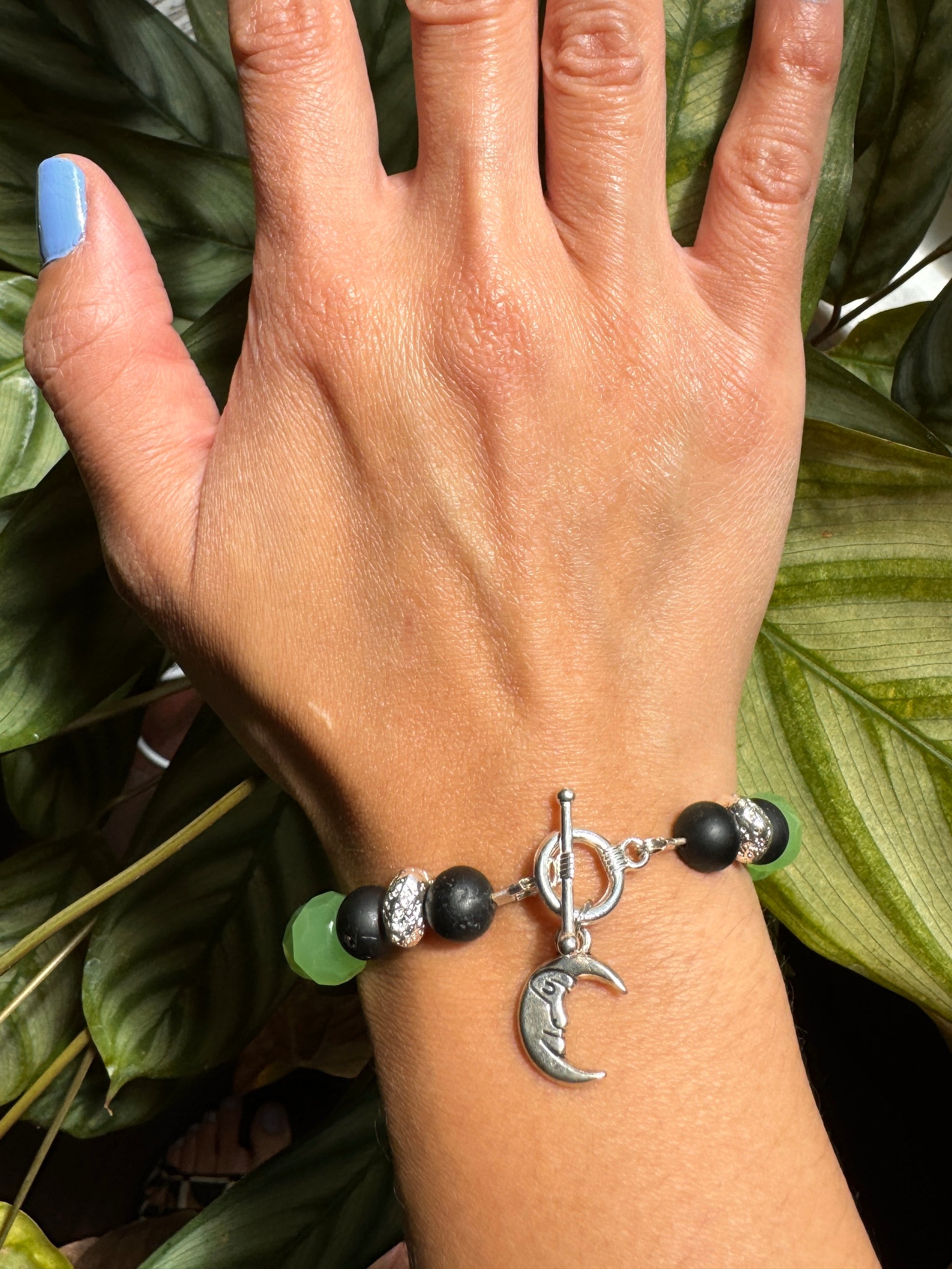 black tourmaline bracelet wrist view