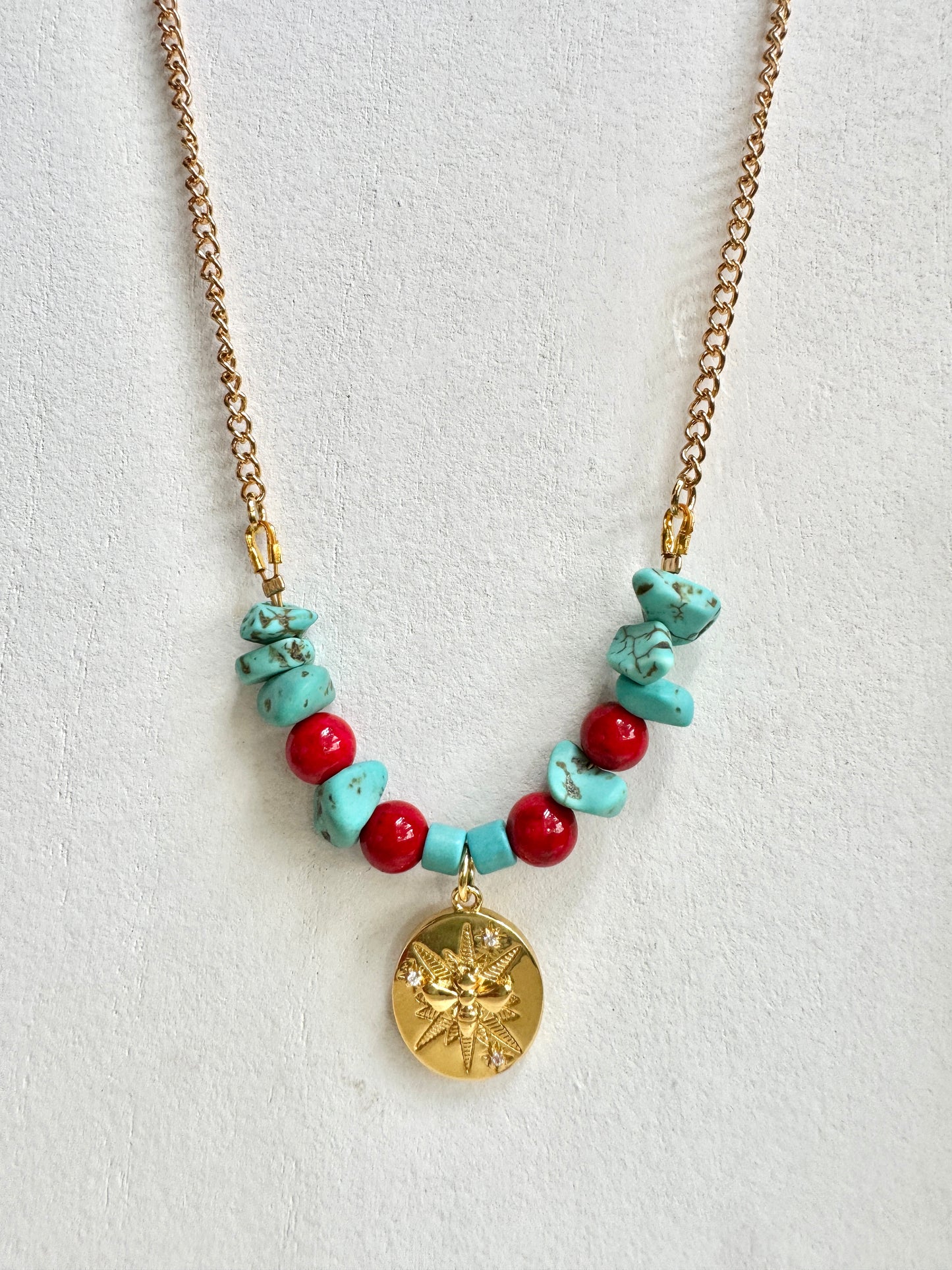 Blue Howlite Bee Necklace