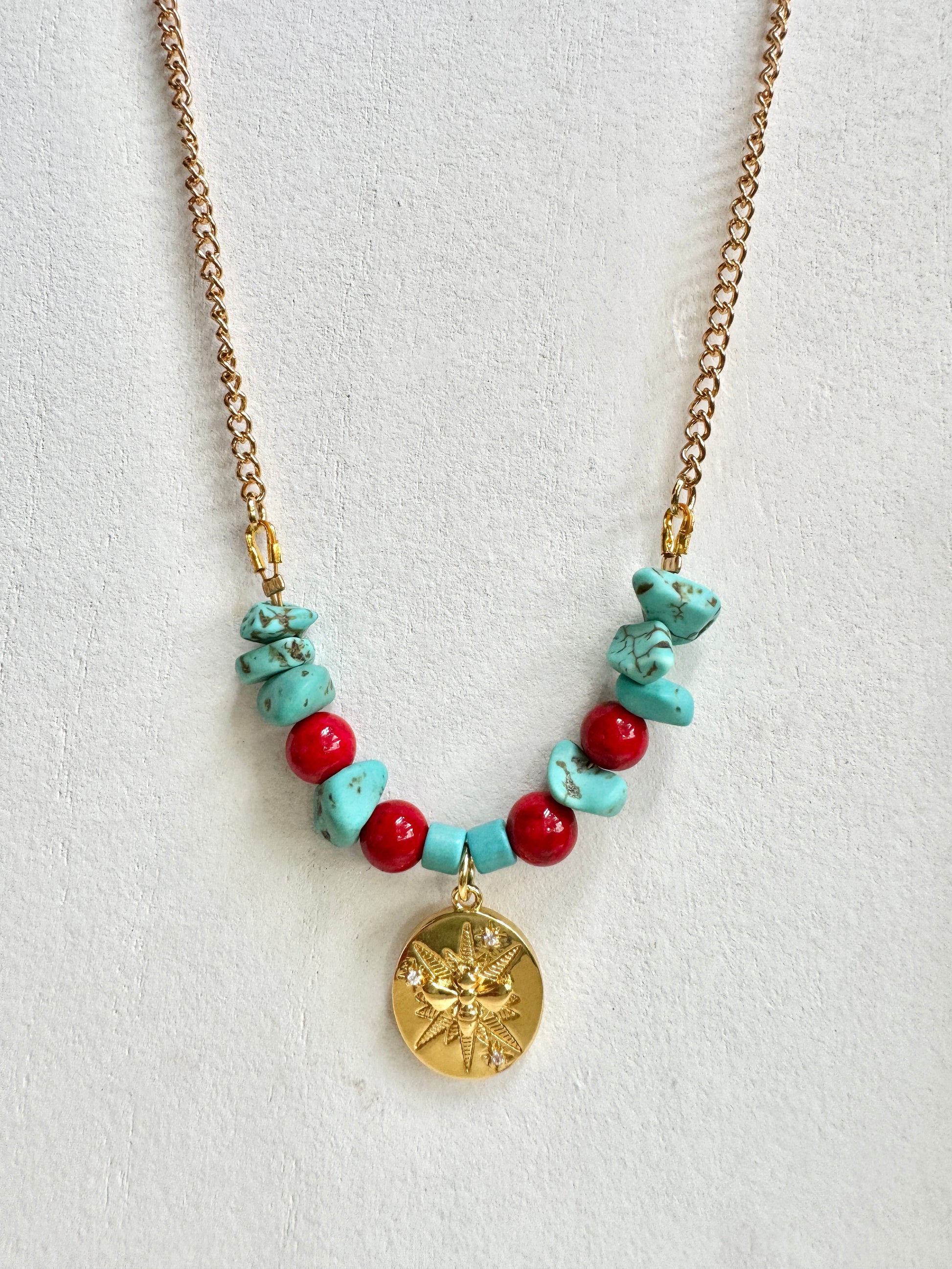 Blue Howlite Bee Necklace