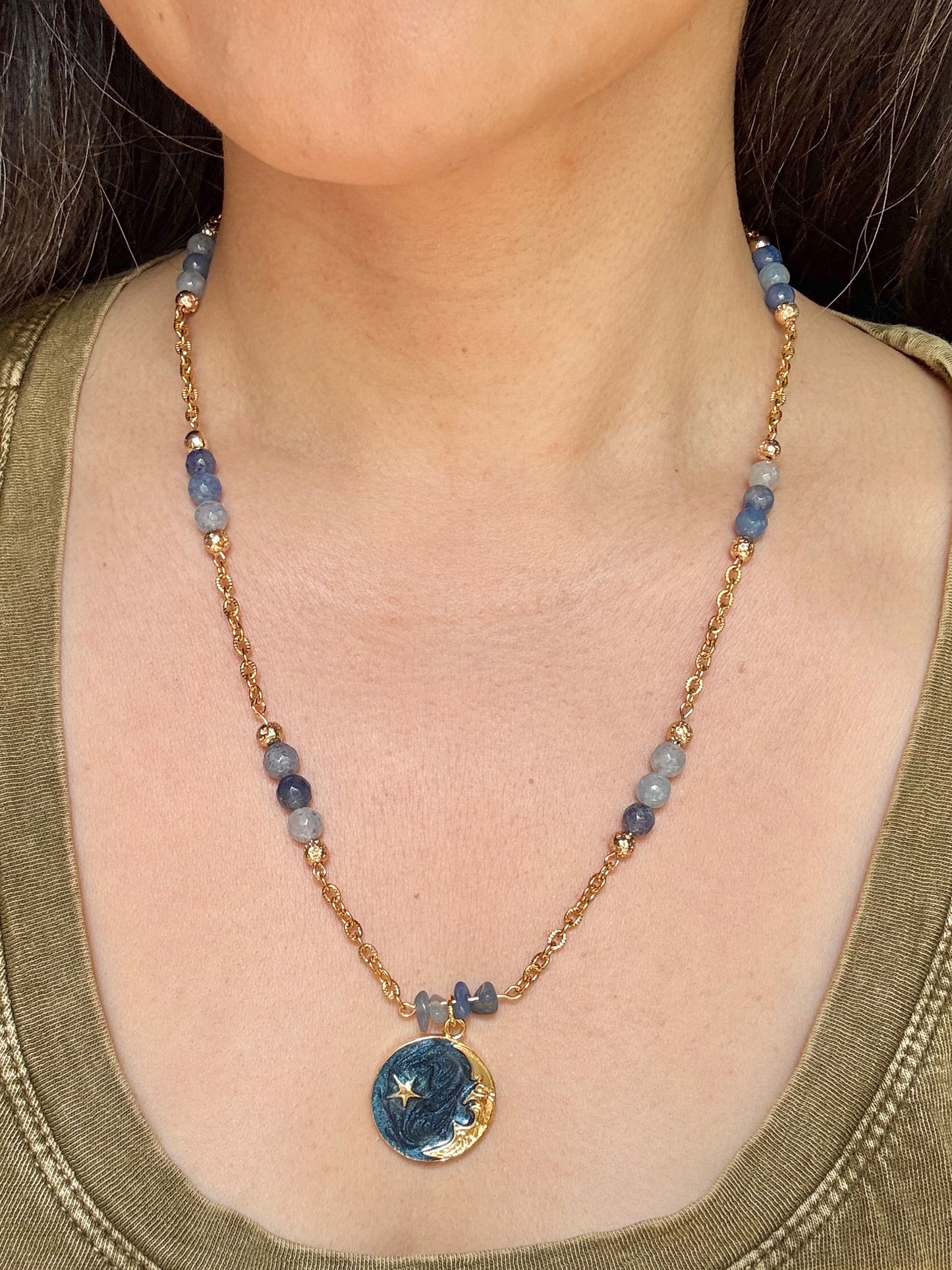 Celestia | Blue Aventurine Bead Necklace