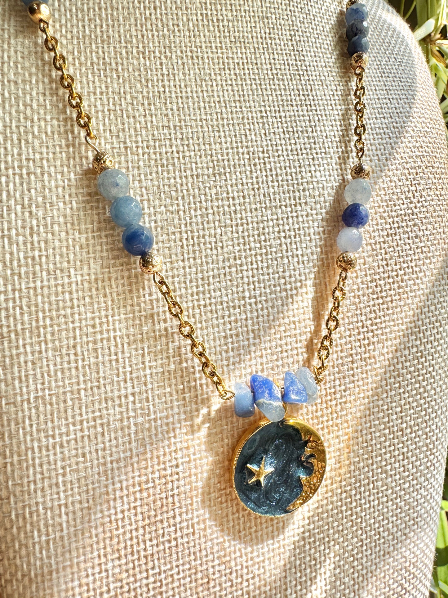 Celestia | Blue Aventurine Bead Necklace
