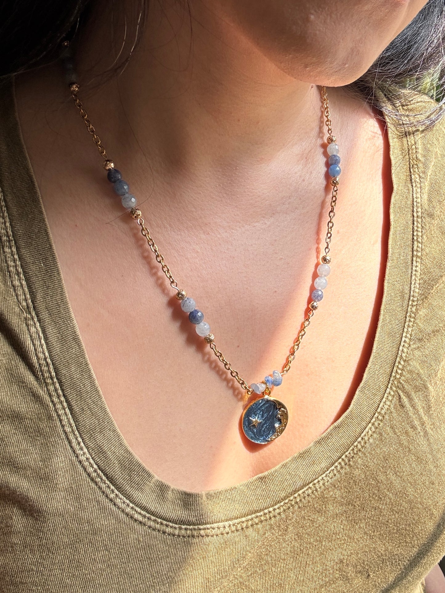 Celestia | Blue Aventurine Bead Necklace