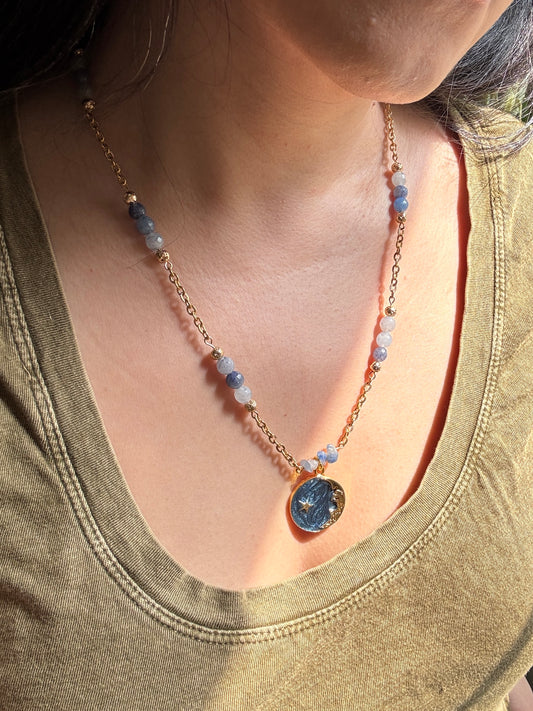 Celestia | Blue Aventurine Bead Necklace
