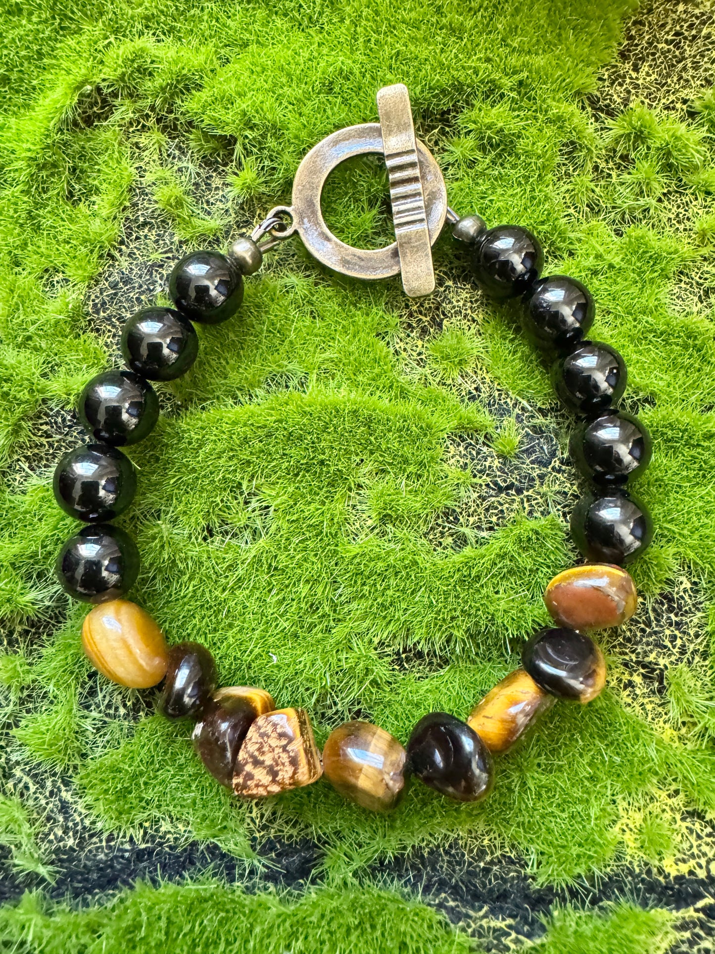 Black Tourmaline & Tiger’s Eye Toggle Bracelet