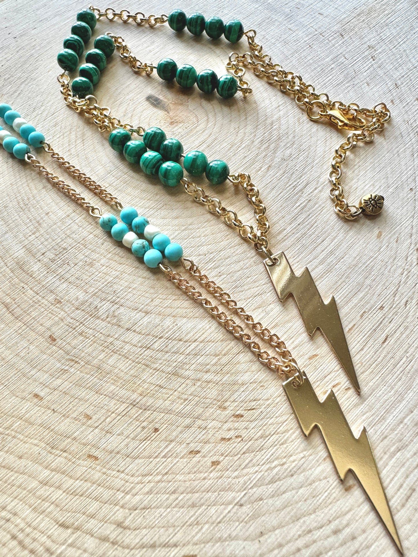 crystal beads lightning bolt necklace