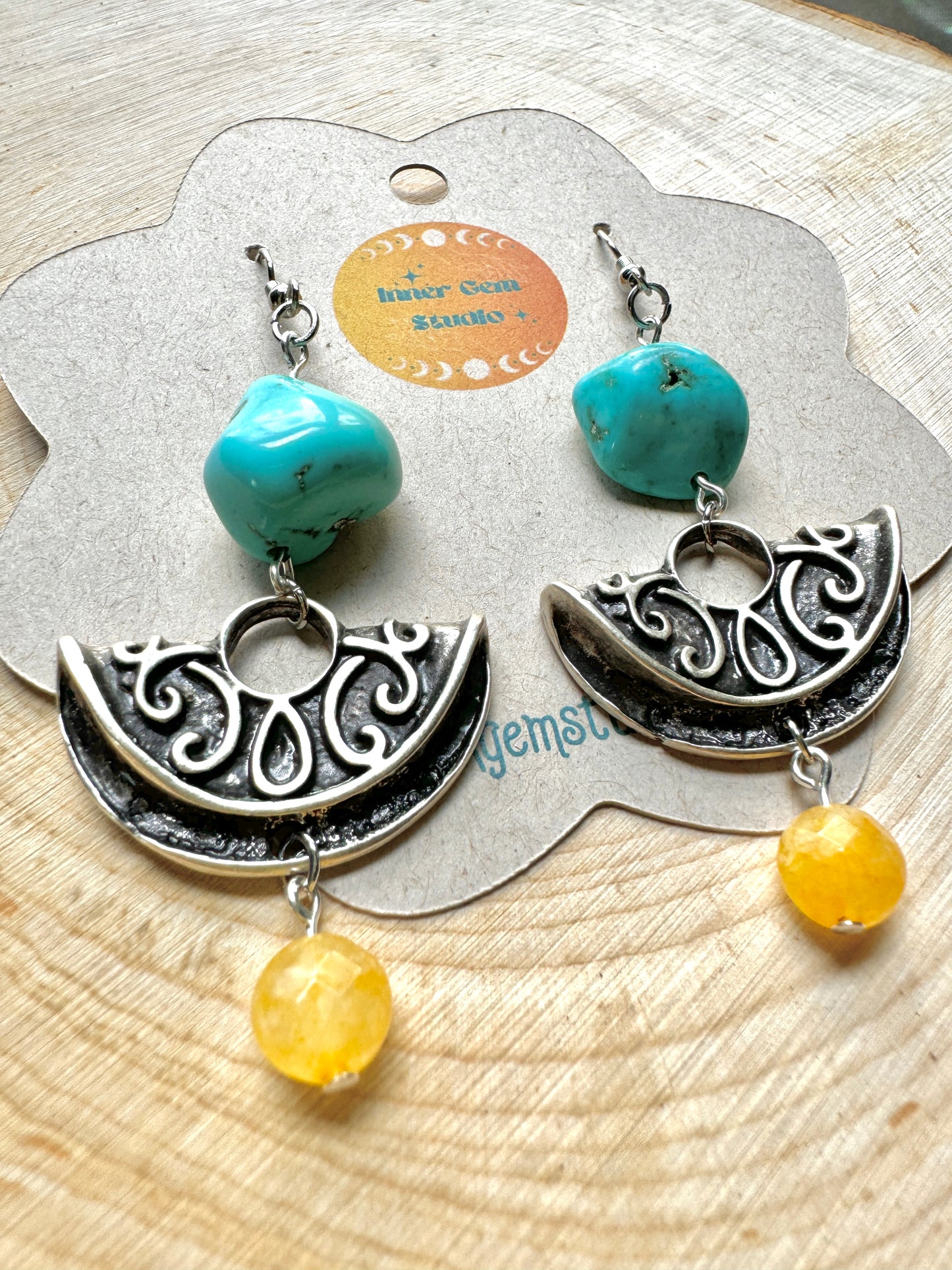 Howlite and Citrine Dangle Earrings