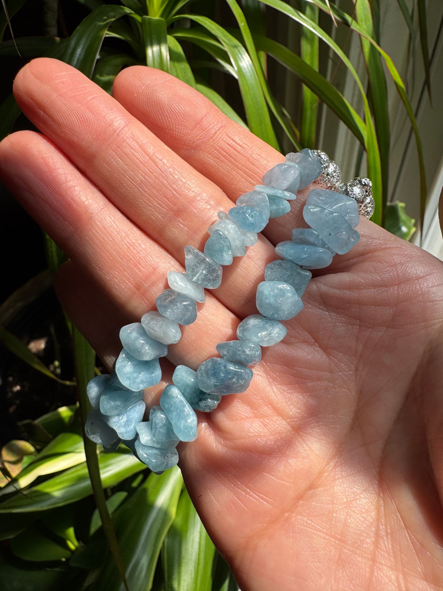 Aquamarine Chip Toggle Bracelet