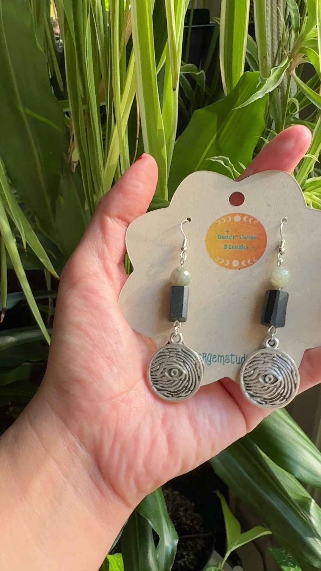 Labradorite and Black Tourmaline Earrings 
